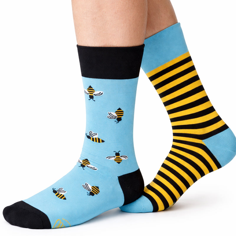 Many Mornings Cotton Blend MisMatch Buzzy Bee Bee Unisex Socks