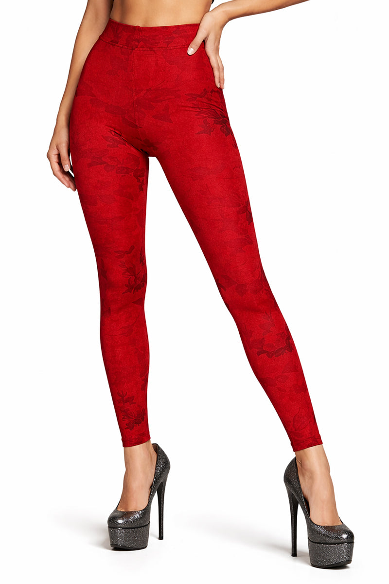 Fleece Lined Footless Floral Print Tights - LEGGSBEAUTIFUL