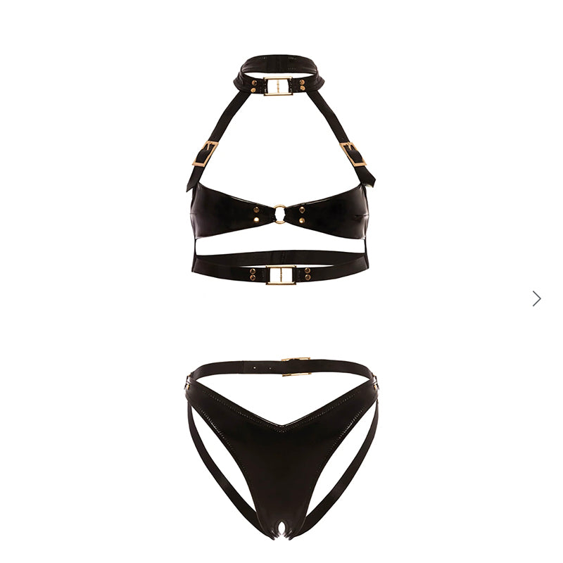 OH LÀ LÀ CHÉRI Fiesty Fetish Vinyl 2 Piece Set