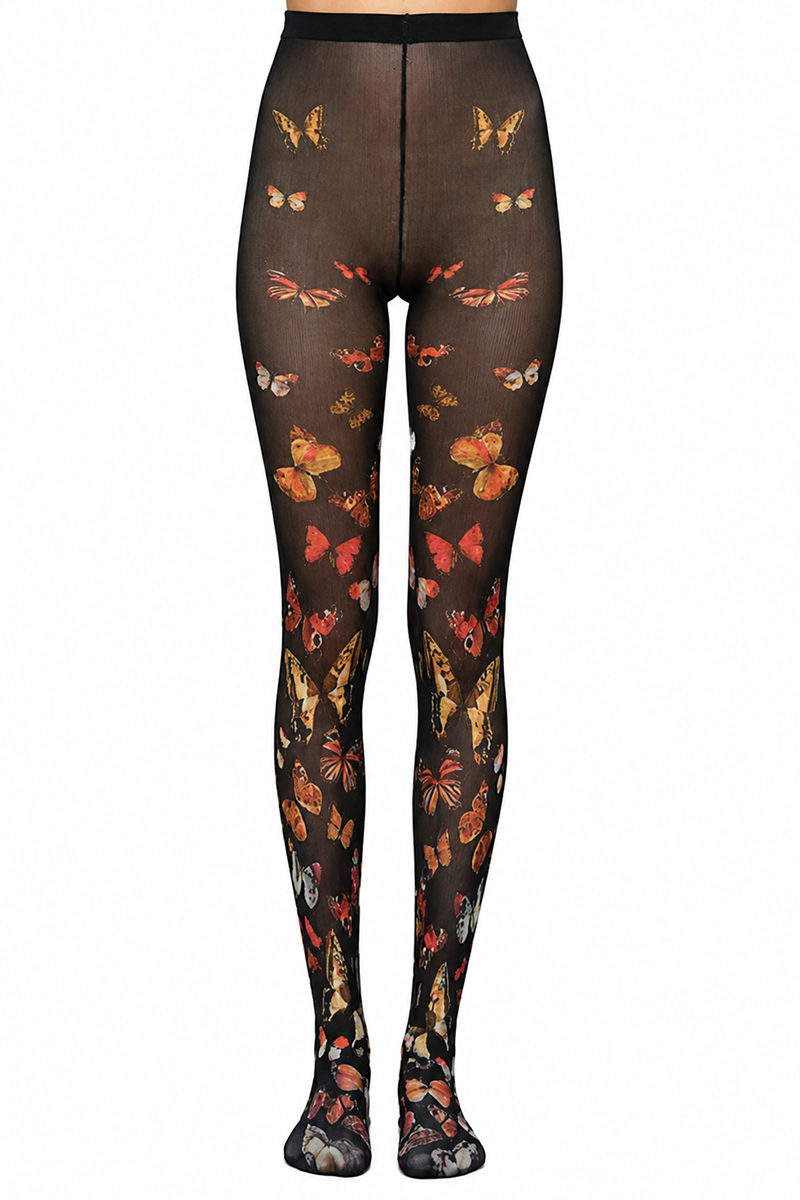 70 Denier Opaque Butterfly Print Tights