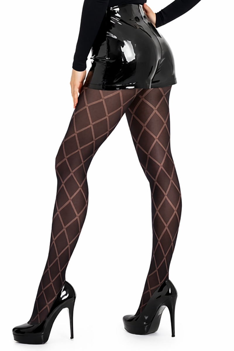 Silky Scarlet Diamond Opaque Tights - LEGGSBEAUTIFUL