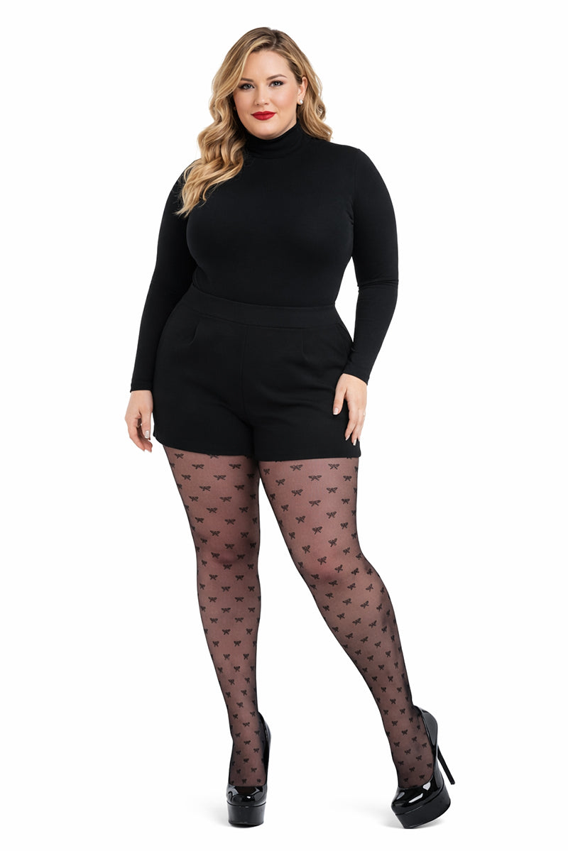 Pamela Mann Plus Size Sheer Bow Tights