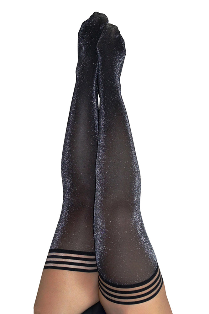 Kix'ies Kaylee Plus Size Lurex Sparkle Opaque Thigh High Hold Ups