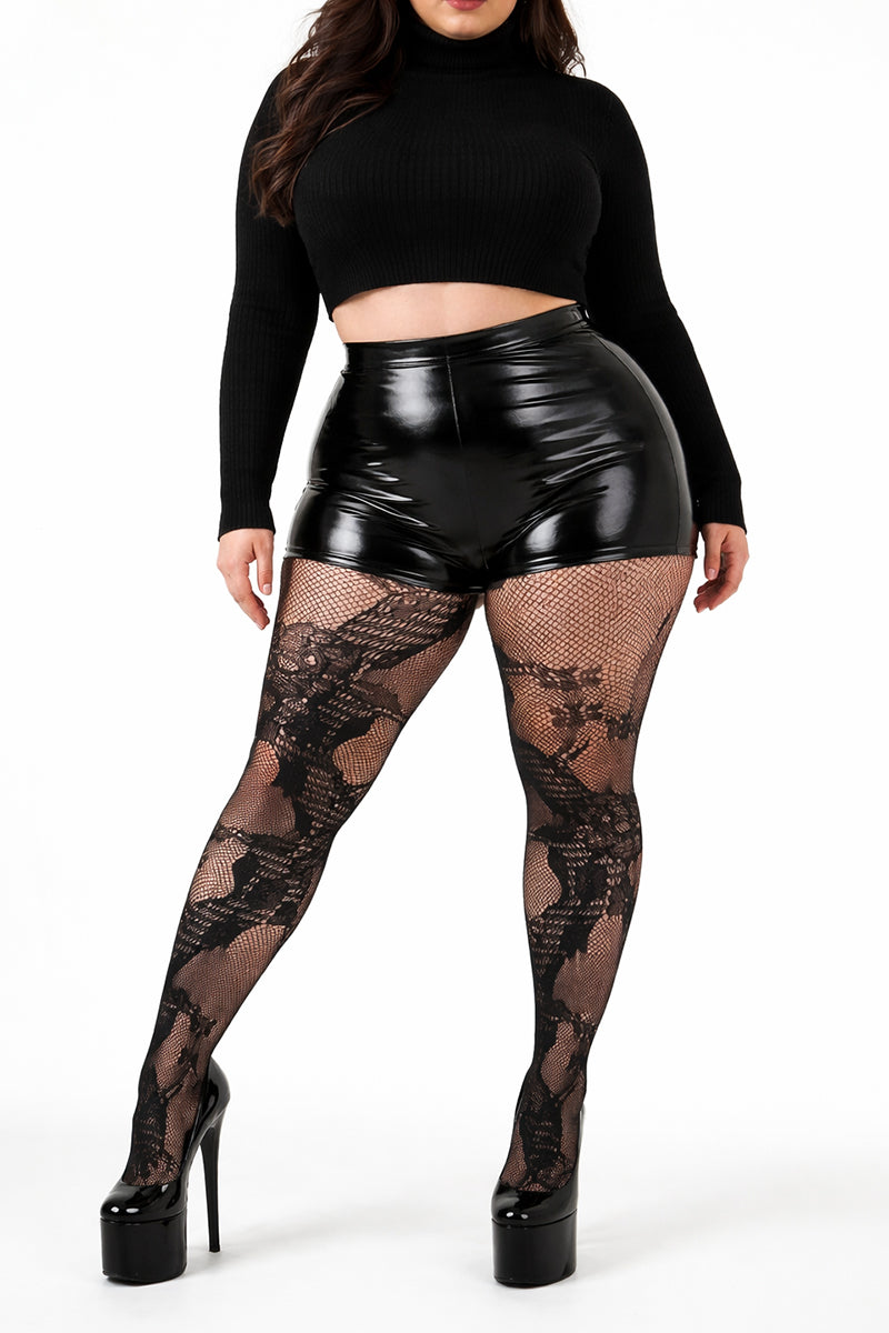 Plus Size Dragon Net Tights With Chinoiserie Pattern - LEGGSBEAUTIFUL