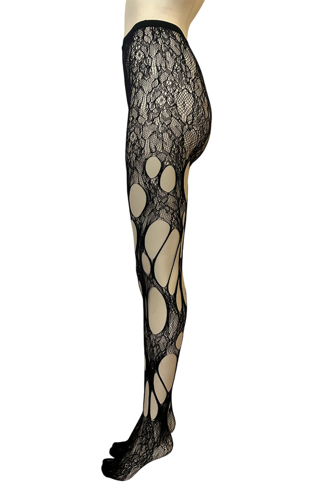 
                      
                        Distressed Floral Fishnet Tights
                      
                    