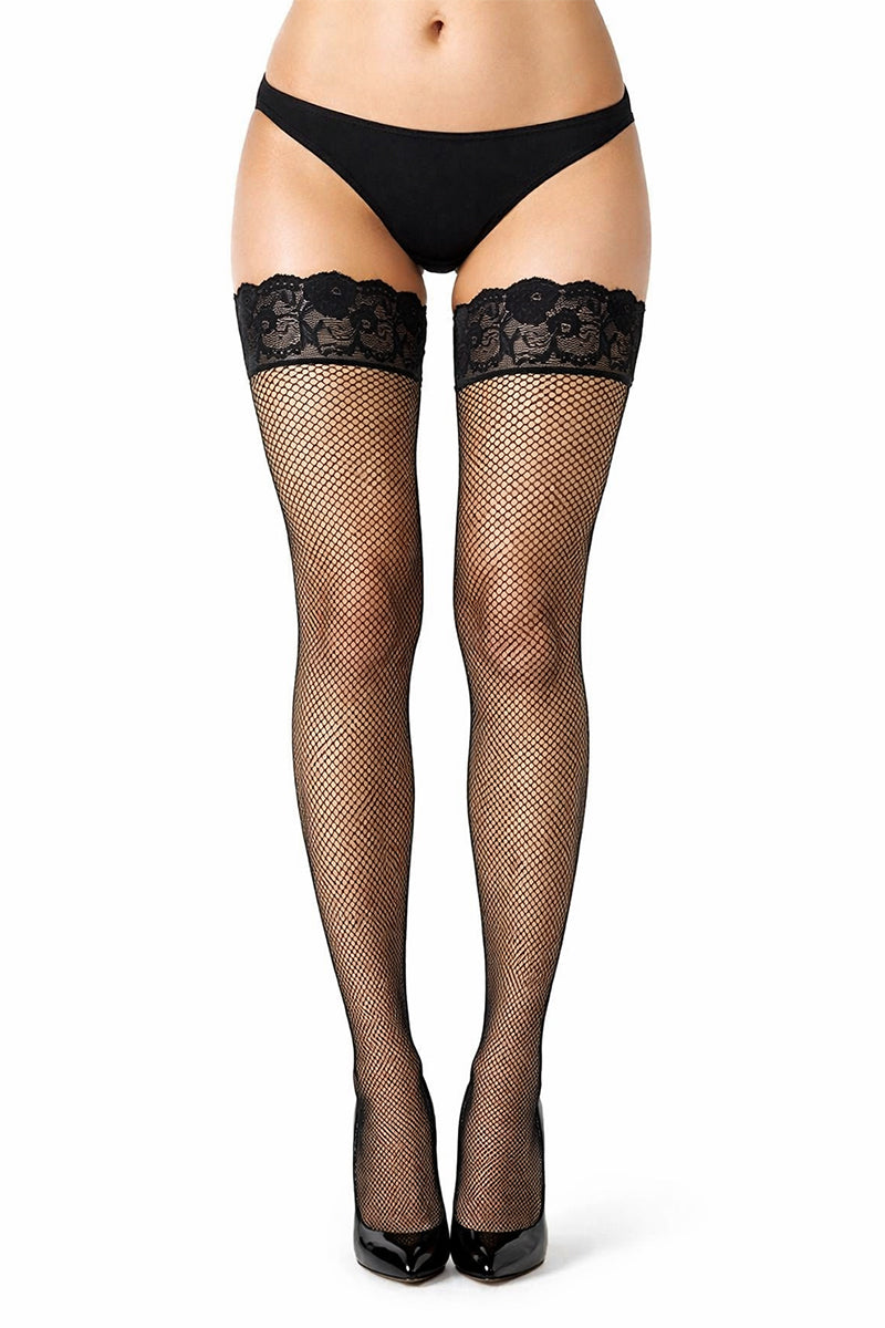 Pretty Legs Lace Top Fishnet Stockings - LEGGSBEAUTIFUL