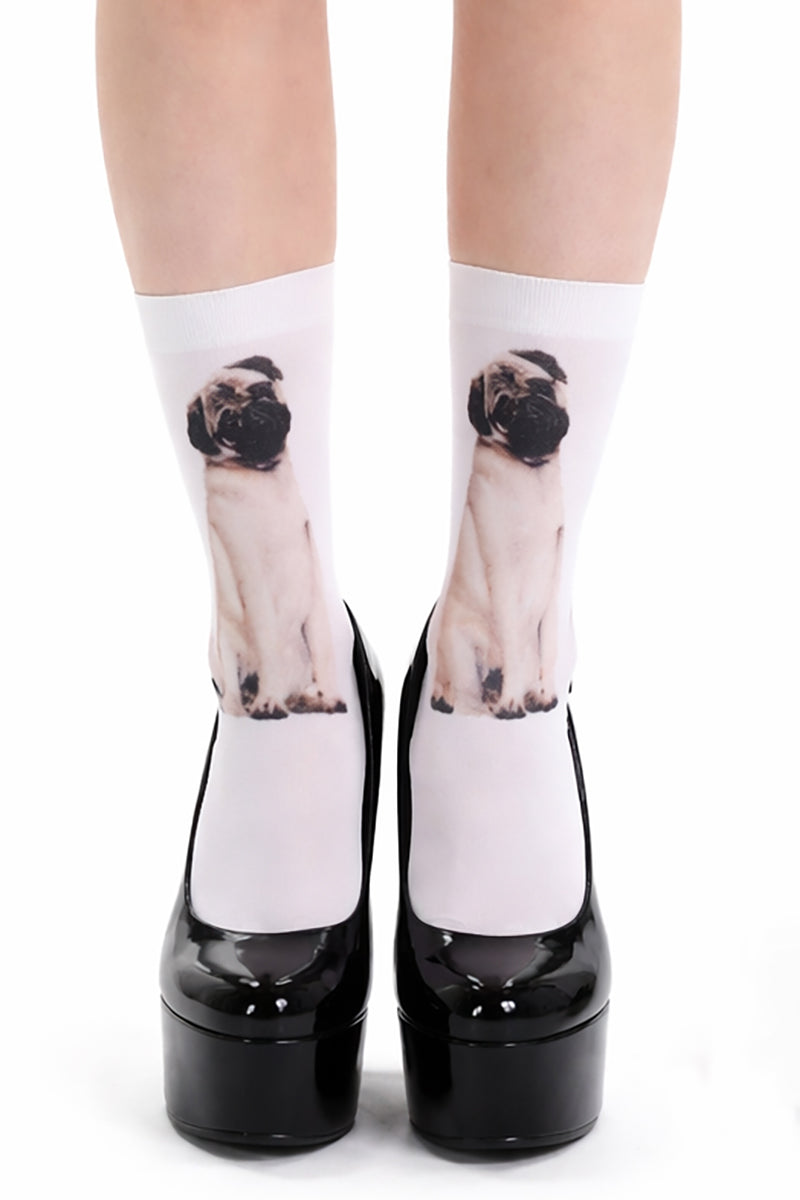 Pamela Mann Pug Print Ankle Socks - LEGGSBEAUTIFUL