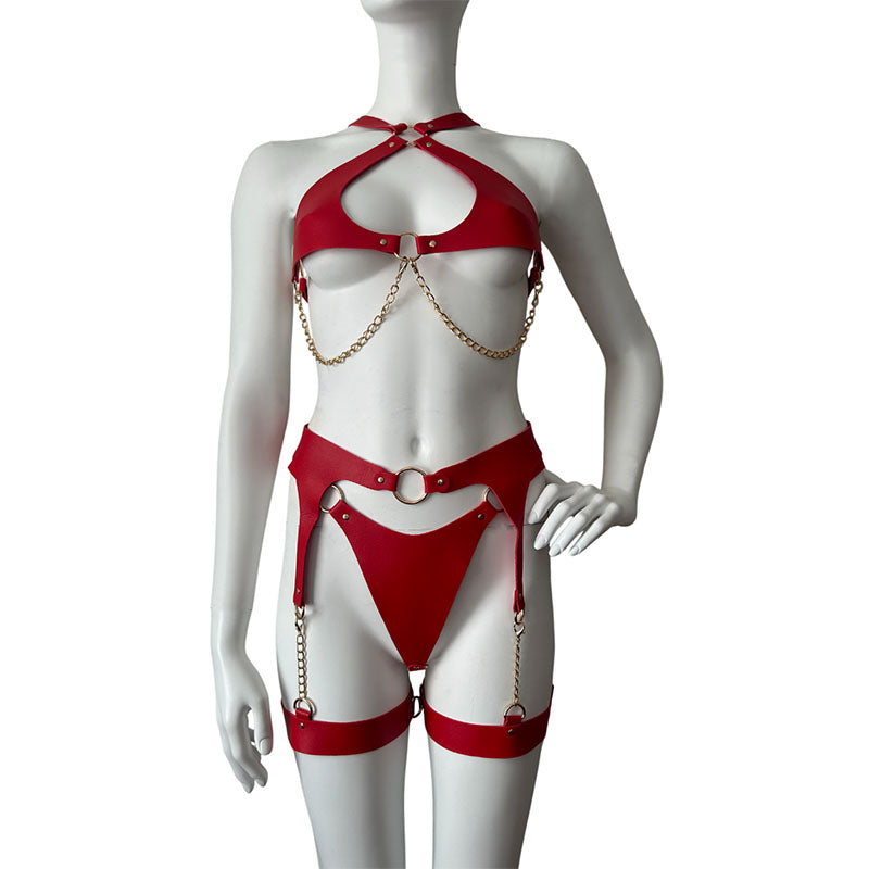 
                      
                        RELENT 3 Piece Vegan Leather & Chain Fetish Set
                      
                    