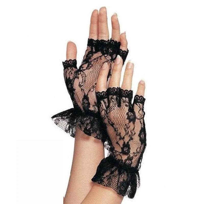 Leg Avenue Fingerless Lace Bridal Gloves With Frill