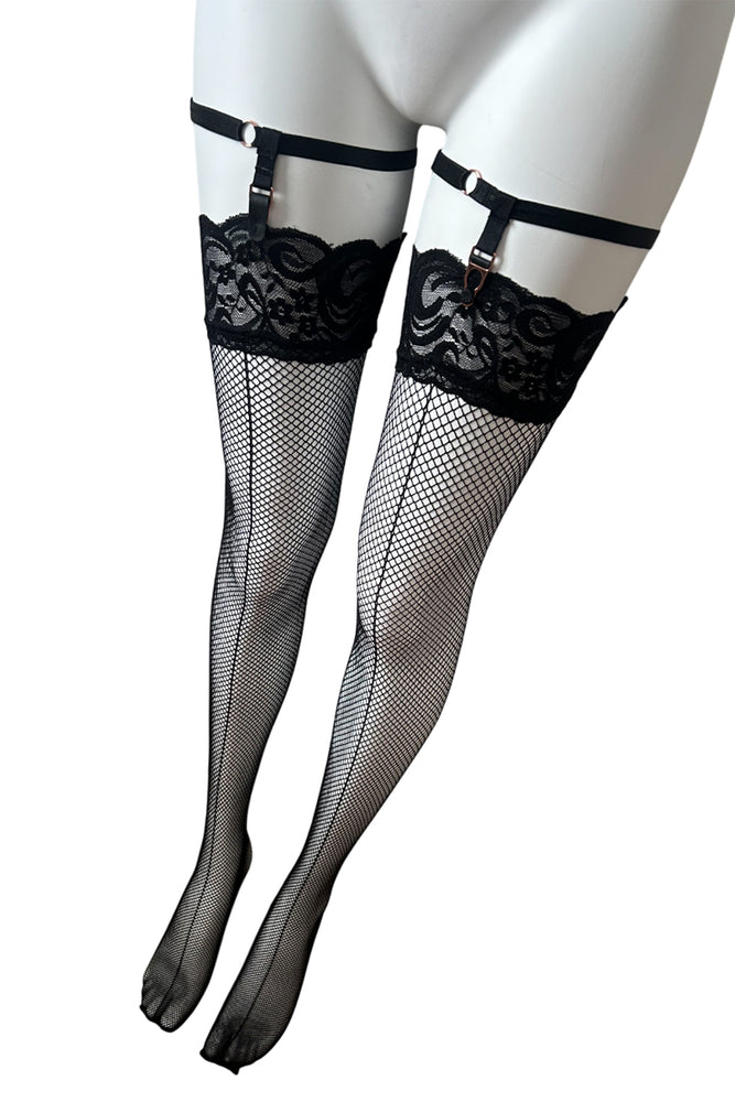
                      
                        Front Seamed Lace Top Fishnet Stockings
                      
                    