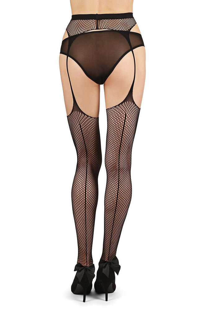 
                      
                        MeMoi Seamed Fishnet Suspender Tights With Ankle Bows
                      
                    