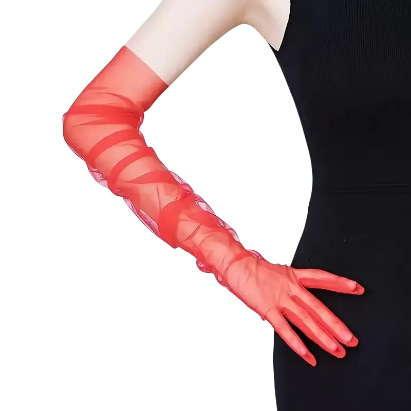 
                      
                        Extra Long Sheer Raw Edge Tulle Opera Gloves
                      
                    