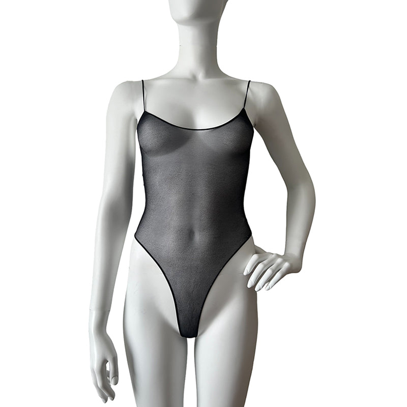 BARE Sheer Spaghetti Strap Bodysuit