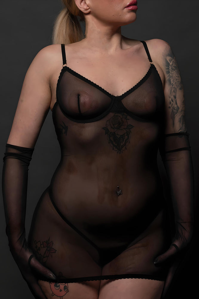 
                      
                        UNDONE Sheer Mesh Lace Up Strappy Lingerie Dress
                      
                    