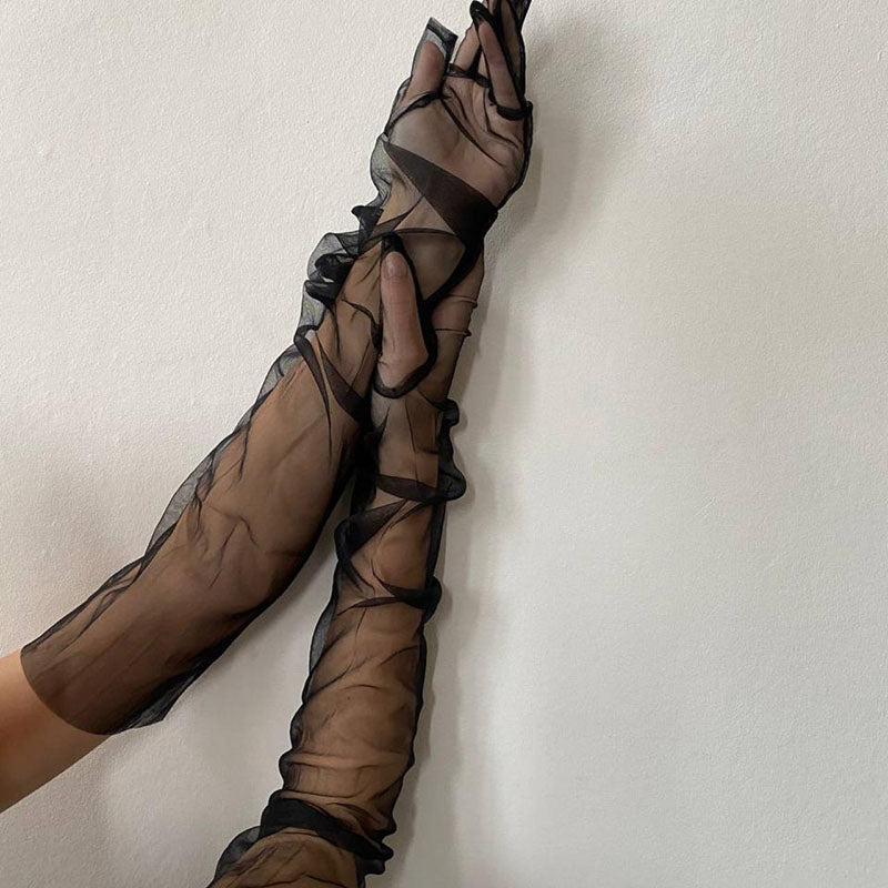 
                      
                        Extra Long Sheer Raw Edge Tulle Opera Gloves
                      
                    