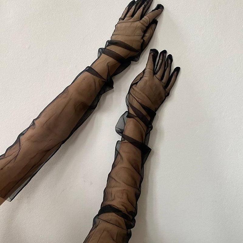 
                      
                        Extra Long Sheer Raw Edge Tulle Opera Gloves
                      
                    