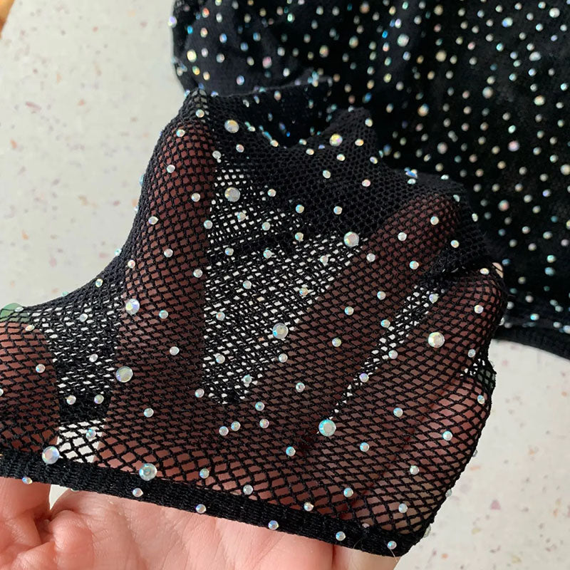 
                      
                        GALAXY Long Sleeve Cut Out Diamanté Fishnet Bodysuit
                      
                    