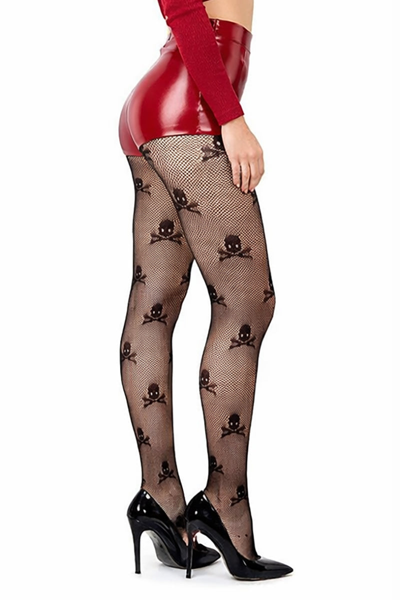 Fishnet Skull And Crossbones Tights - LEGGSBEAUTIFUL