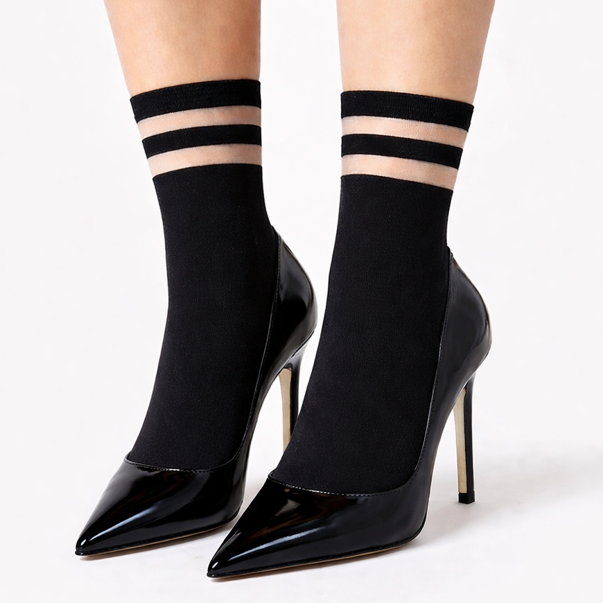 Gabriella Cami Lyocell Sheer Stripe Ankle Socks - LEGGSBEAUTIFUL