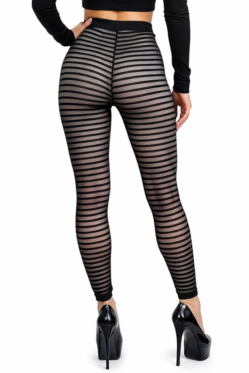 Sheer Horizontal Stripe Mesh Leggings - LEGGSBEAUTIFUL