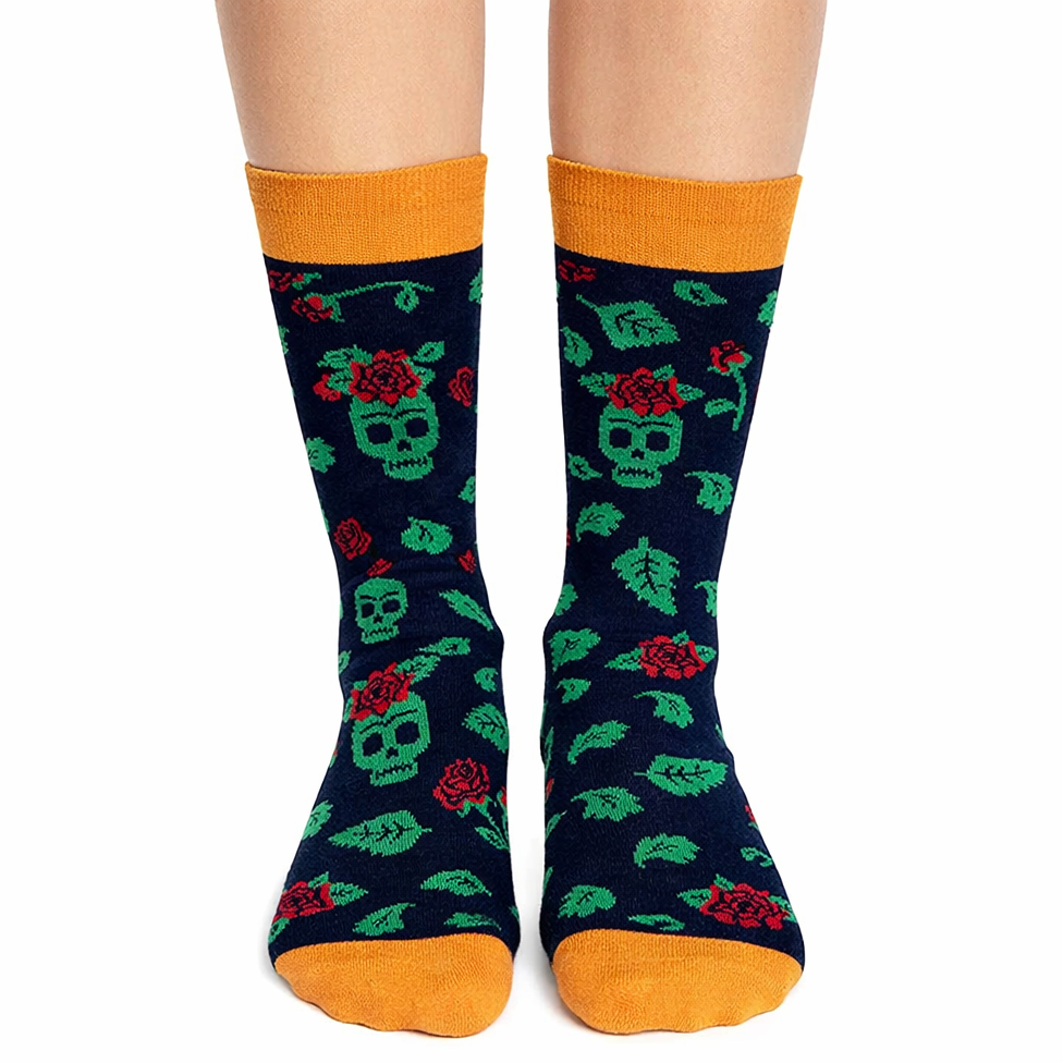 Woman's Cotton Blend Frida Khalo Sugar Skull Ankle socks