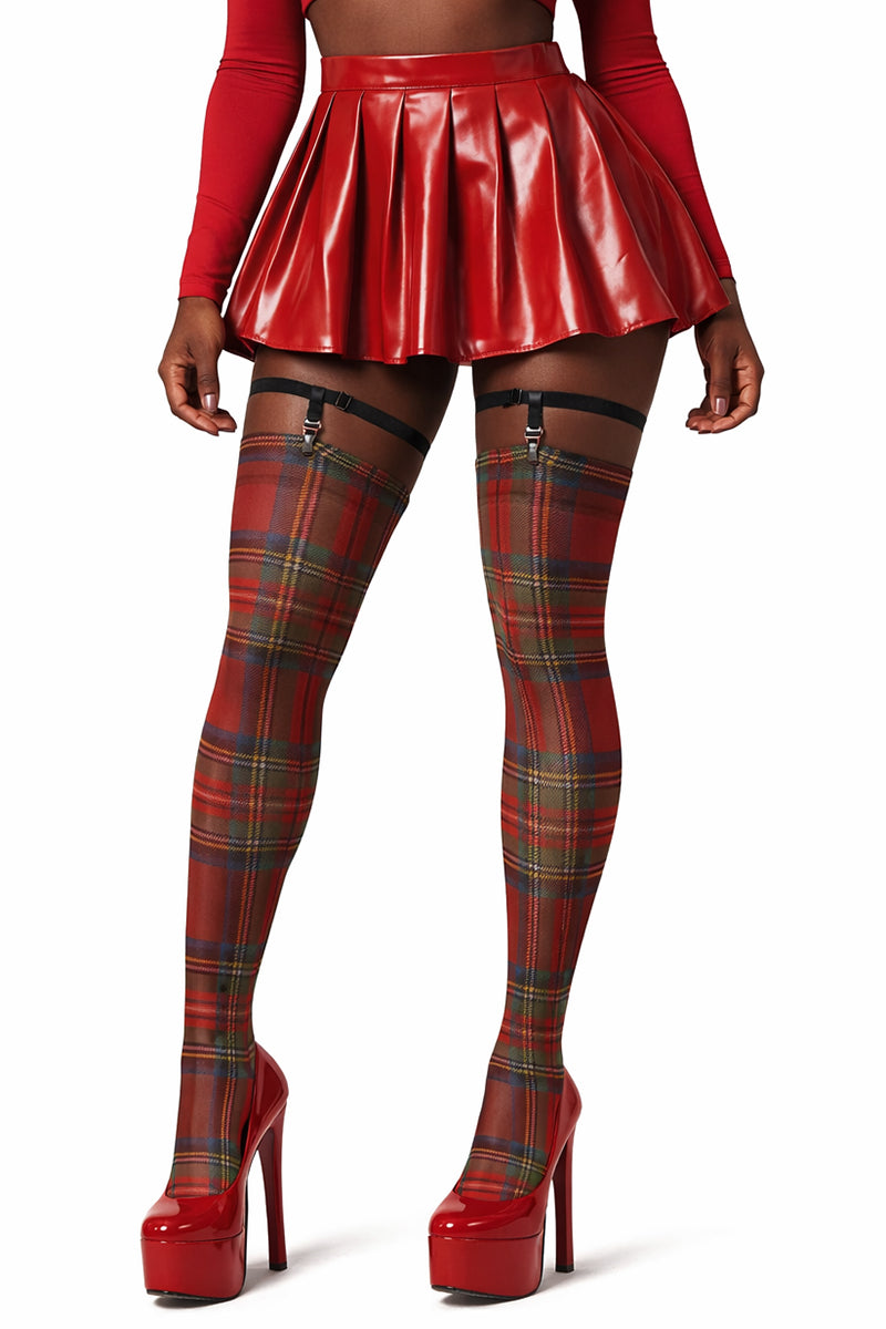70 Denier Opaque Tartan Print Stockings - LEGGSBEAUTIFUL