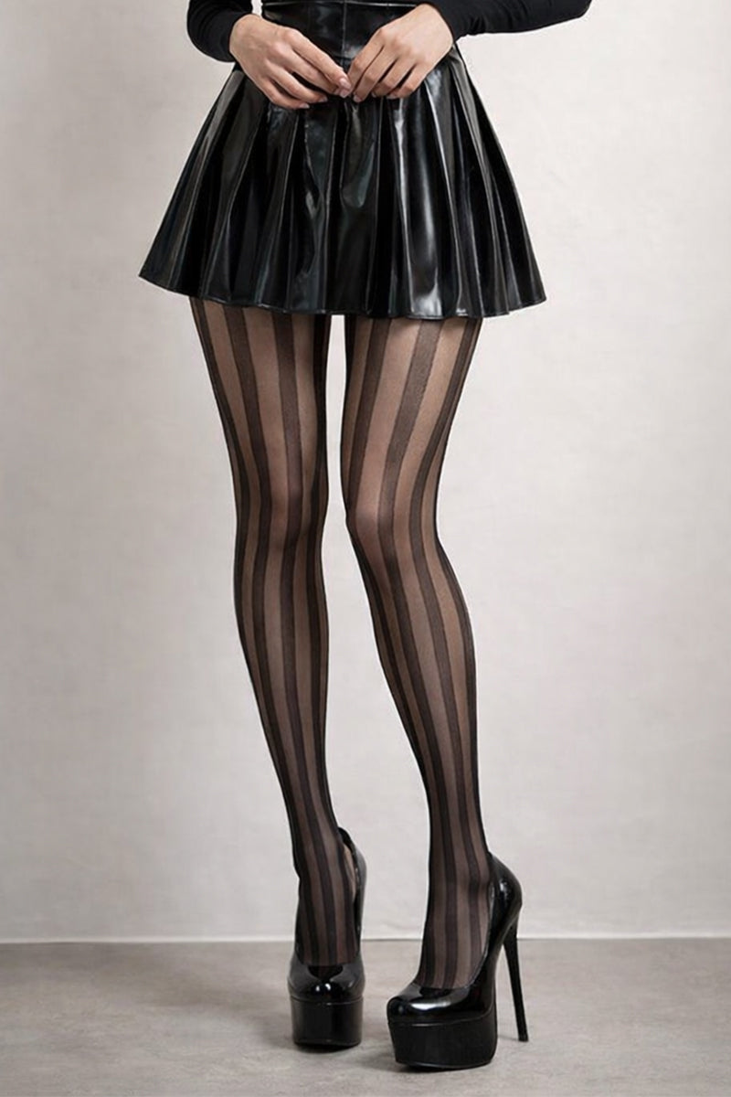 Rio Sheer Vertical Contrast Stripe Tights