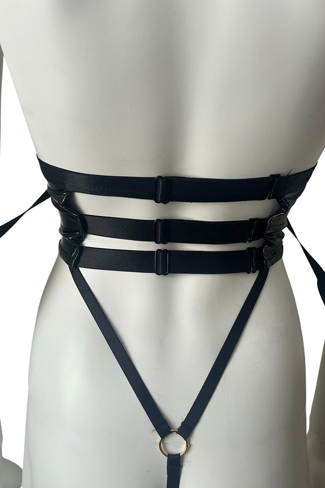 
                      
                        Vinyl Fetish Corset Style Playsuit With Wrist Cuffs & Choker
                      
                    