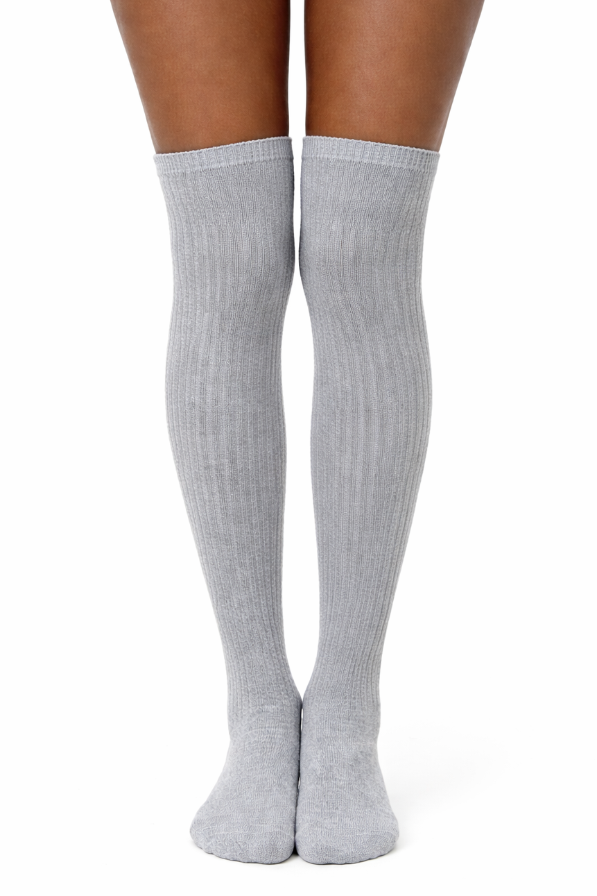 Soft Wool Blend Ribbed Knit Over The Knee Boot Socks