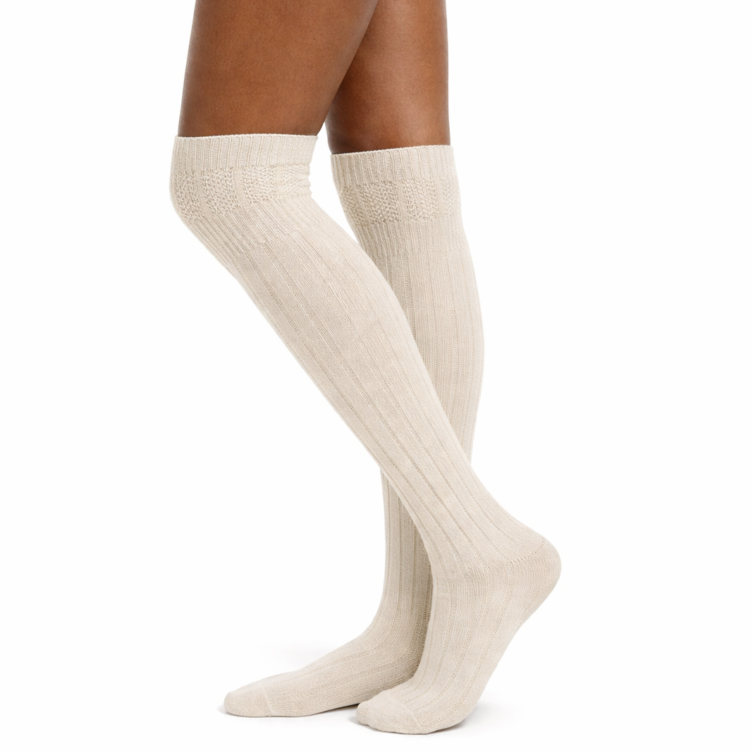 Soft Wool/Acrylic Blend Ribbed Knit Over The Knee Socks