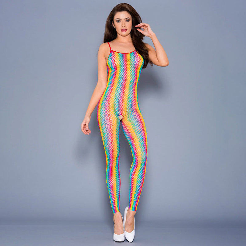 
                      
                        Music Legs Crotchless Rainbow Fishnet Spaghetti Strap Bodystocking
                      
                    