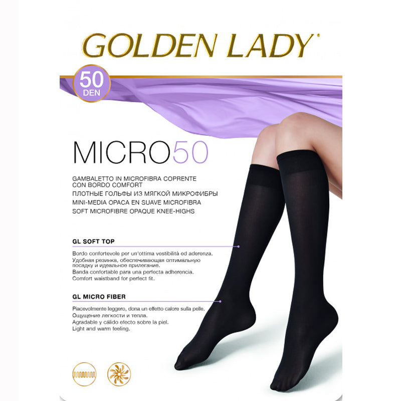 Load image into Gallery viewer, Golden Lady &amp;#39;Micro50&amp;#39; 50 Denier Opaque Knee High Socks
