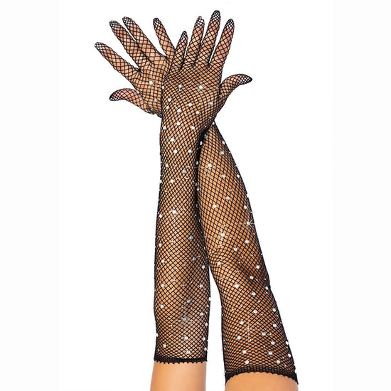 Leg Avenue Rhinestone Fishnet Opera Length Gloves