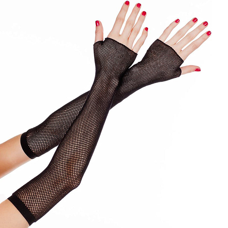Music Legs Extra Long Fingerless Fishnet Gloves