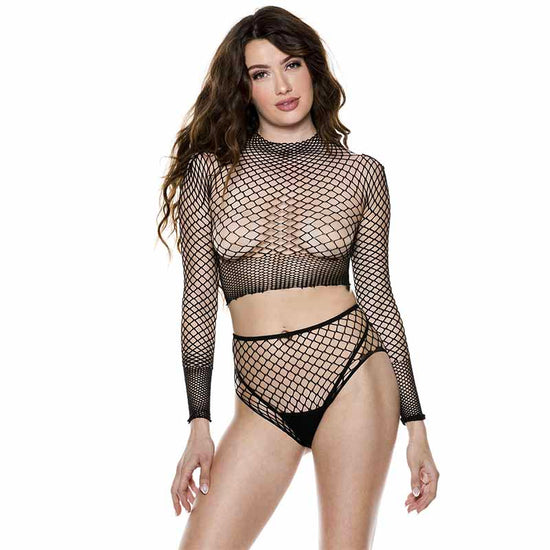 Music Legs Mini Diamond Long Sleeve Net Set