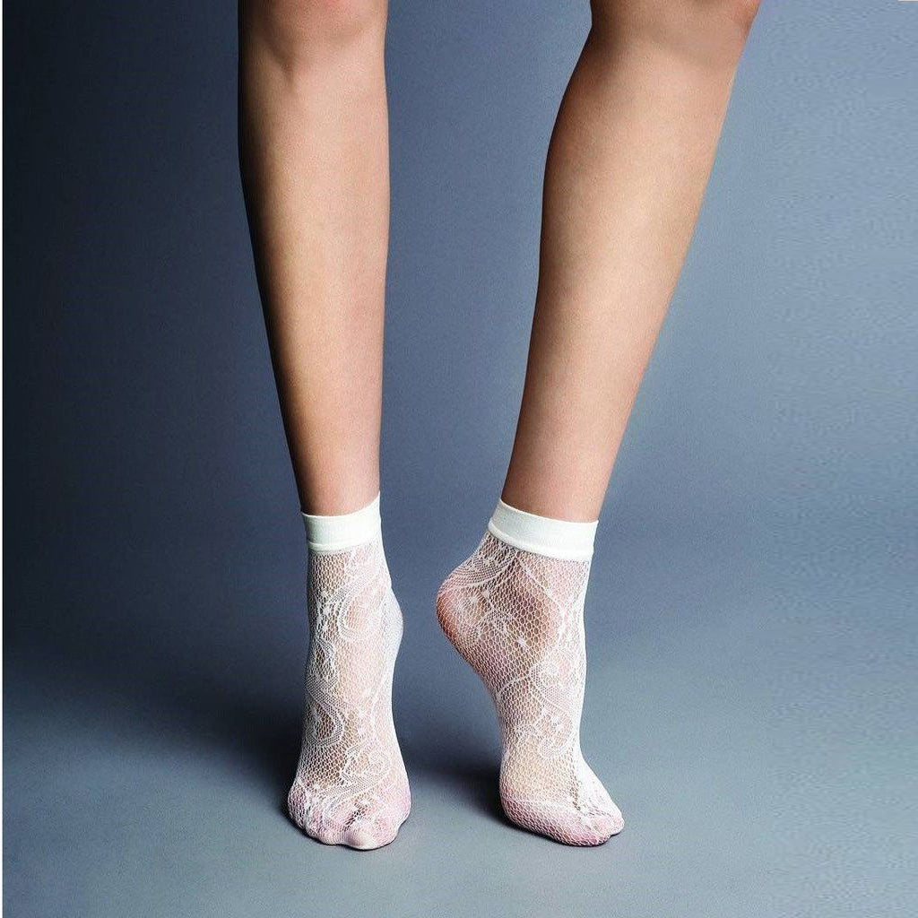 Veneziana Paisley Net Ankle Socks - Leggsbeautiful