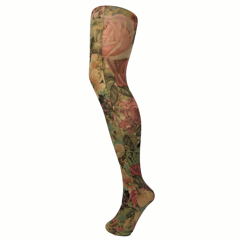 Load image into Gallery viewer, 70 Denier Floral Print Opaque Tights
