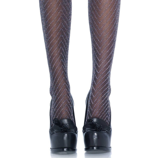 Leg Avenue Lurex Zig Zag Chevron Tights - Leggsbeautiful