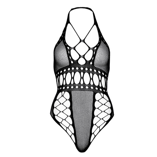 Leg Avenue Multi Net Thong Teddy With Halter Neck