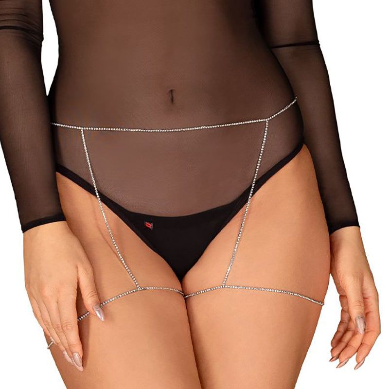 Obsessive Bijou Silver & Diamante Chain Harness
