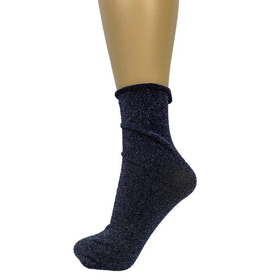 Load image into Gallery viewer, Andrea Bucci Roll Top Lurex Ankle Socks
