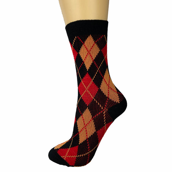 Cotton Blend Knit Argyle Ankle Socks