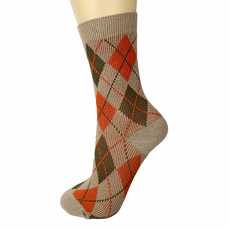 Cotton Blend Knit Argyle Ankle Socks