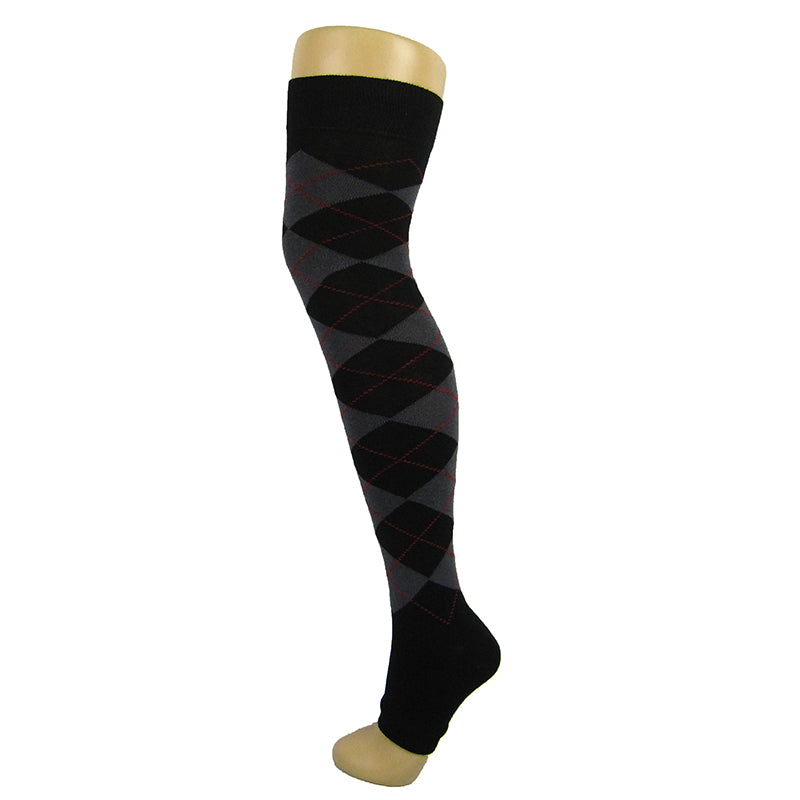 Cotton Blend Toeless Argyle Over The Knee Socks - Leggsbeautiful