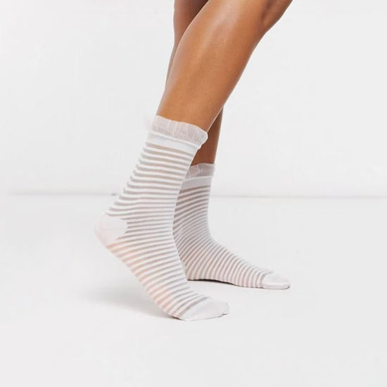 Gipsy Sheer Stripe Frill Top Ankle Socks