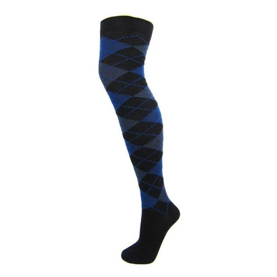 Cotton Blend Argyle Pattern Over The Knee Socks - Leggsbeautiful