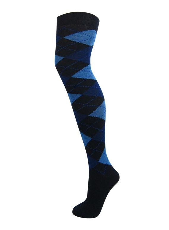 Cotton Blend Argyle Pattern Over The Knee Socks - Leggsbeautiful