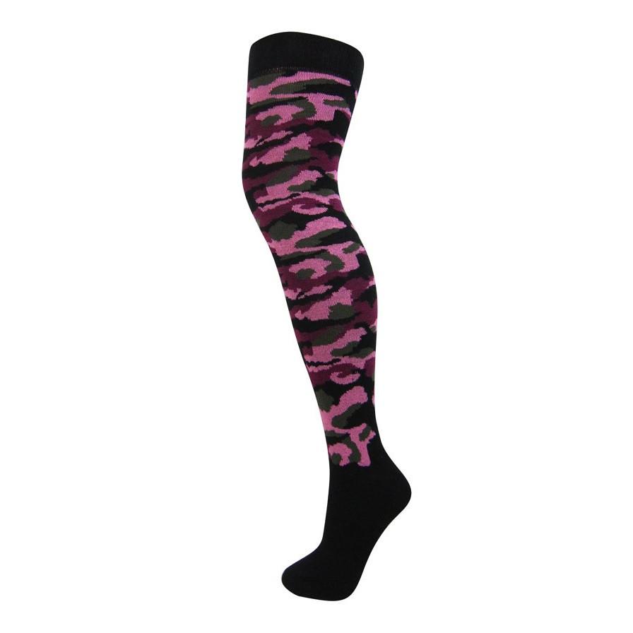 Cotton Blend Camouflage Over The Knee Socks - Leggsbeautiful