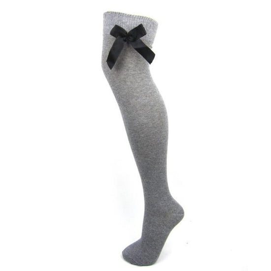 Cotton Blend Over The Knee Socks With Bow - Leggsbeautiful
