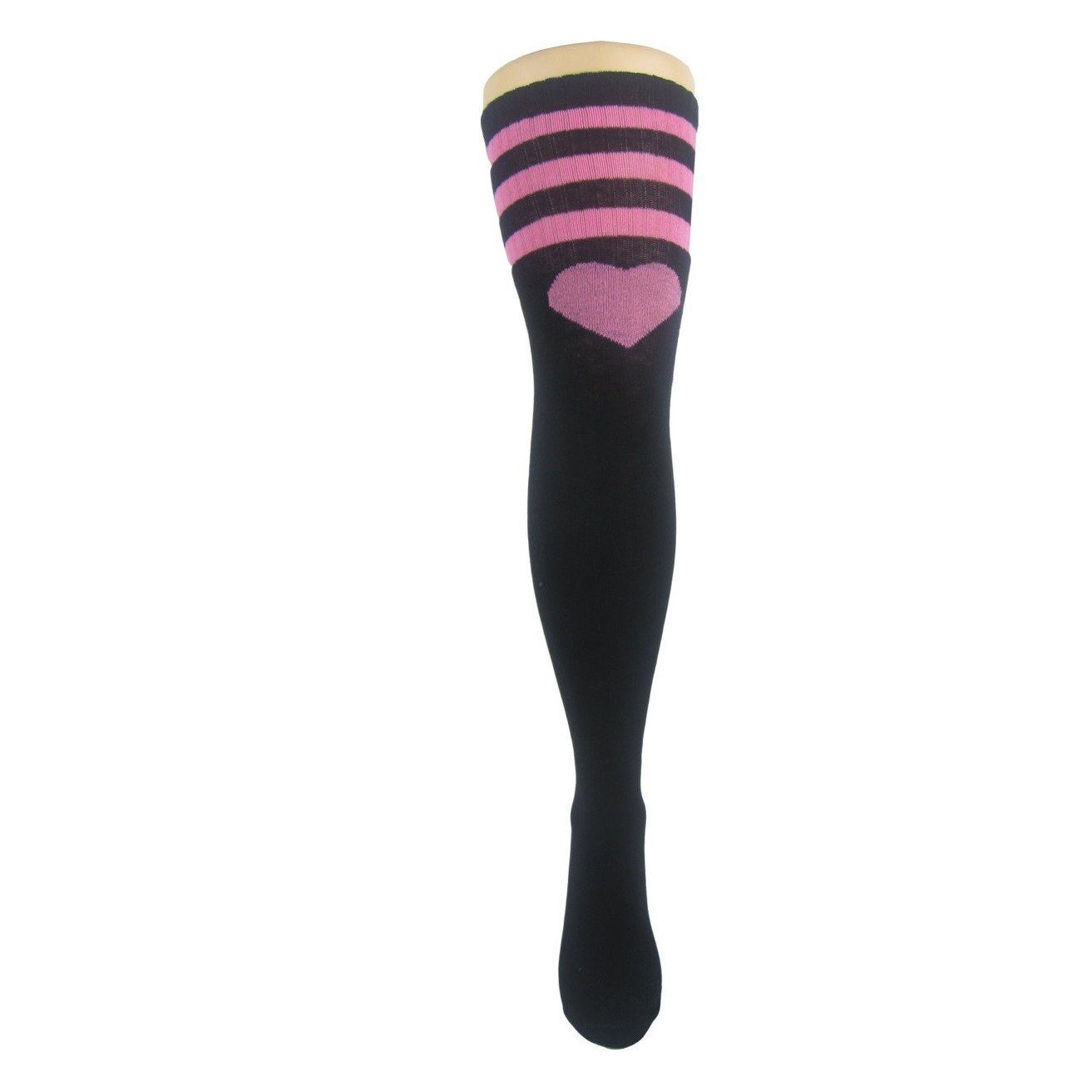 Cotton Three Stripe With Heart Soccer Over The Knee Socks - Leggsbeautiful